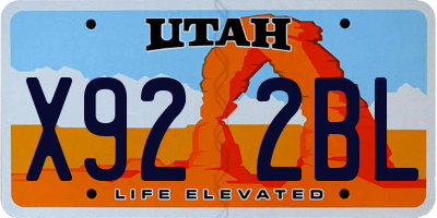 UT license plate X922BL