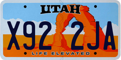 UT license plate X922JA