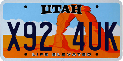 UT license plate X924UK