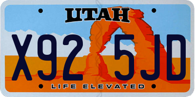 UT license plate X925JD