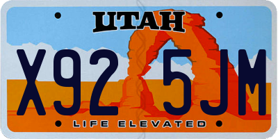 UT license plate X925JM