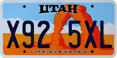 UT license plate X925XL