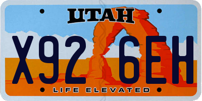 UT license plate X926EH
