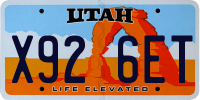 UT license plate X926ET