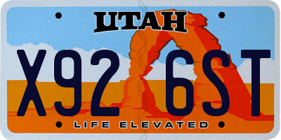 UT license plate X926ST