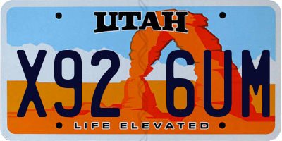 UT license plate X926UM