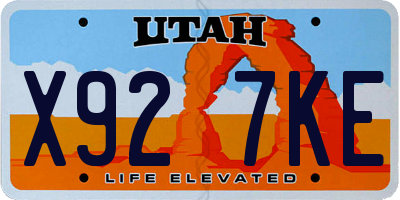 UT license plate X927KE