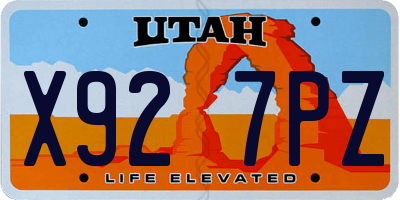UT license plate X927PZ