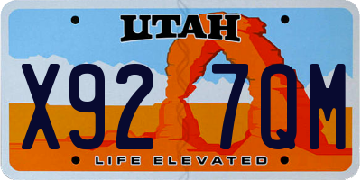 UT license plate X927QM