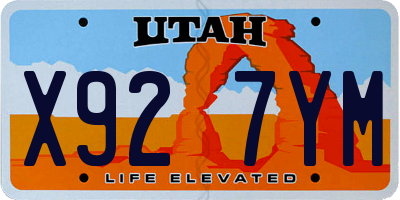 UT license plate X927YM