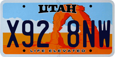 UT license plate X928NW