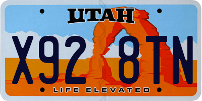 UT license plate X928TN