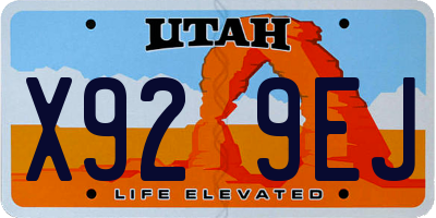 UT license plate X929EJ