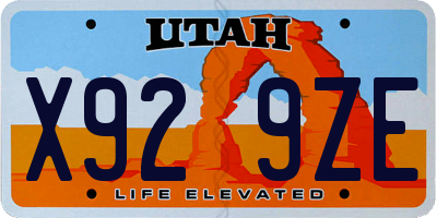 UT license plate X929ZE