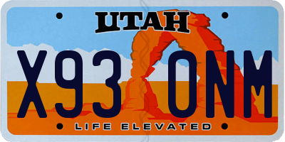 UT license plate X930NM