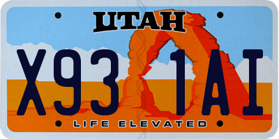 UT license plate X931AI