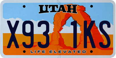 UT license plate X931KS