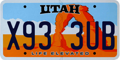 UT license plate X933UB