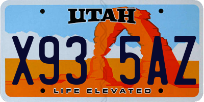 UT license plate X935AZ