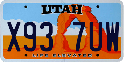 UT license plate X937UW