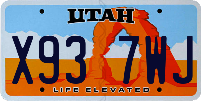 UT license plate X937WJ