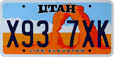 UT license plate X937XK