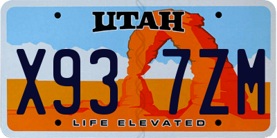 UT license plate X937ZM