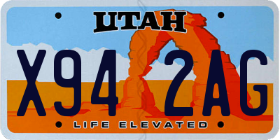 UT license plate X942AG