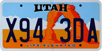 UT license plate X943DA