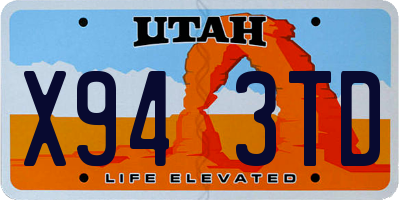UT license plate X943TD