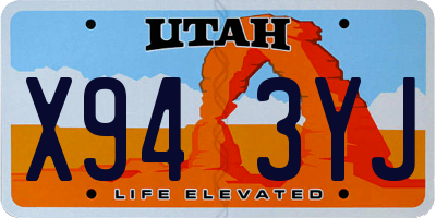 UT license plate X943YJ