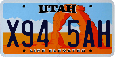 UT license plate X945AH