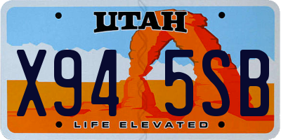 UT license plate X945SB
