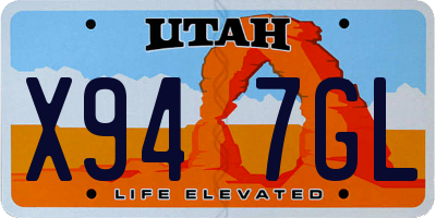 UT license plate X947GL
