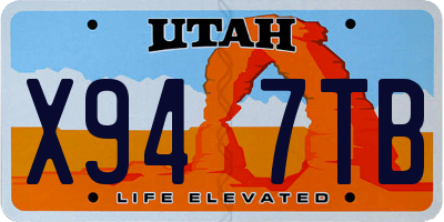 UT license plate X947TB