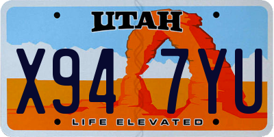 UT license plate X947YU