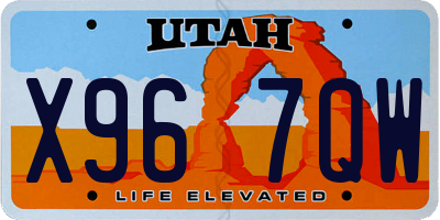 UT license plate X967QW