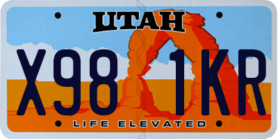 UT license plate X981KR