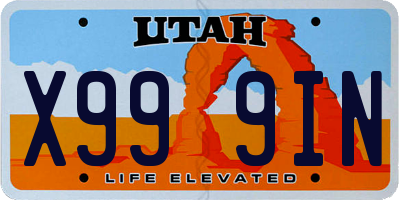 UT license plate X999IN