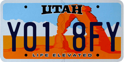 UT license plate Y018FY