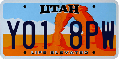 UT license plate Y018PW