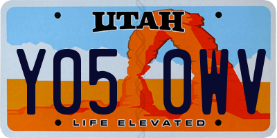 UT license plate Y050WV