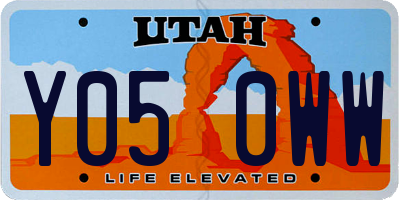 UT license plate Y050WW