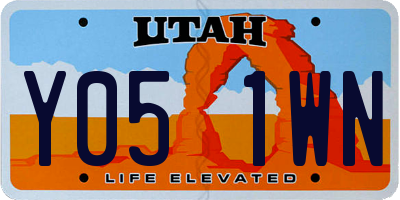 UT license plate Y051WN