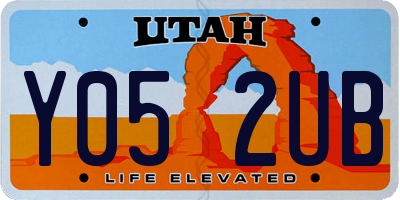 UT license plate Y052UB