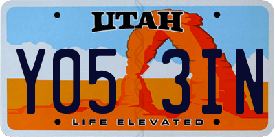 UT license plate Y053IN