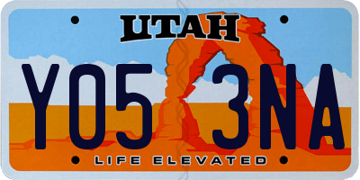 UT license plate Y053NA