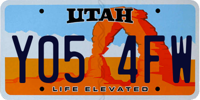 UT license plate Y054FW