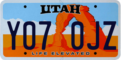 UT license plate Y070JZ