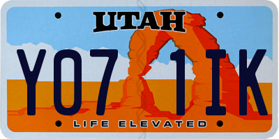 UT license plate Y071IK